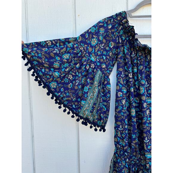 Raga Anthropologie Floral Romper, Flared Sleeves, Off The‎ Shoulder, Sz XS - Picture 2 of 7